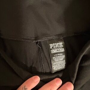 PINK Victoria's Secret Black Leggings floral design on side